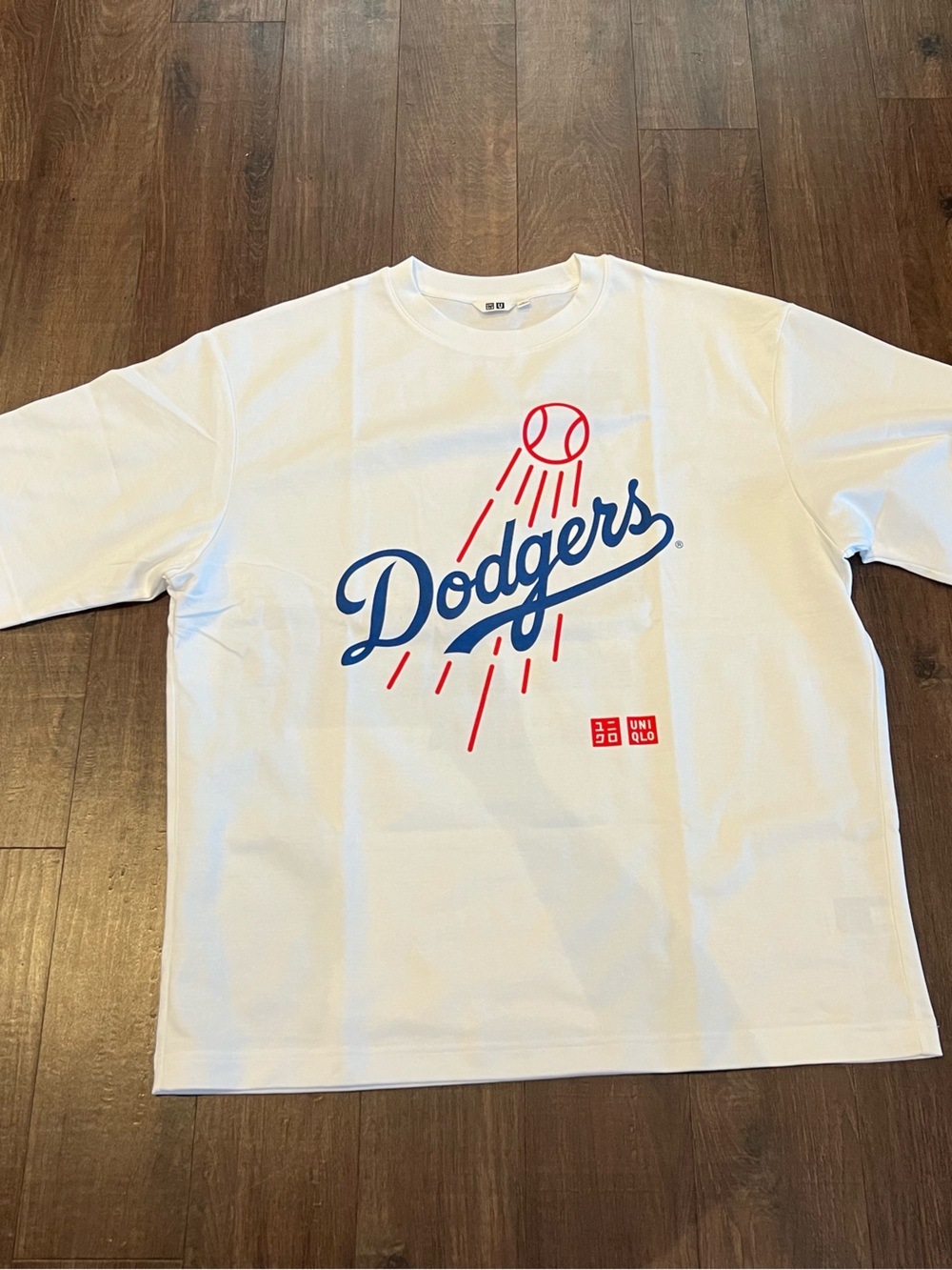 Uniqlo Kids White Dodgers Graphic Tee with Blue & Red Logo